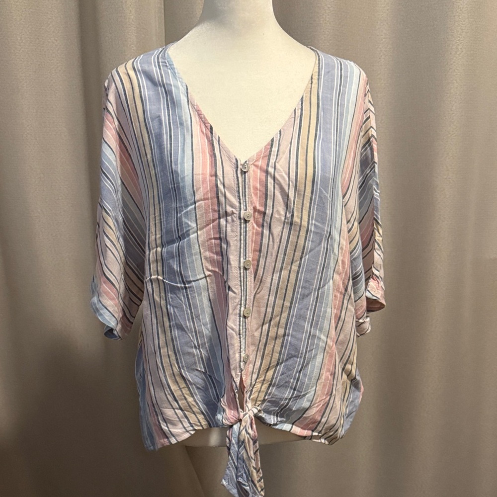 Cloth & Stone Multicolor Striped Button-Down Blouse